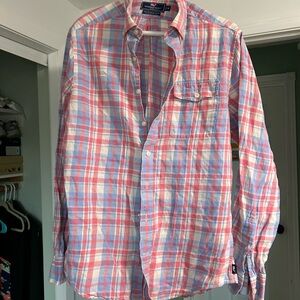 Vineyard Vines red/ pinkish and Blue Plaid Shirt
